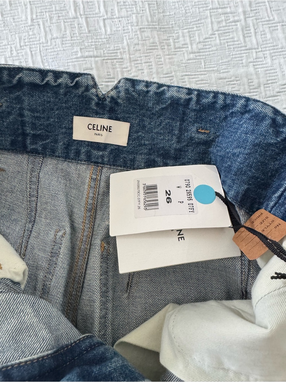 Celine Wide Leg High Rise Jeans Faded Blue 26 - Picture 5 of 12